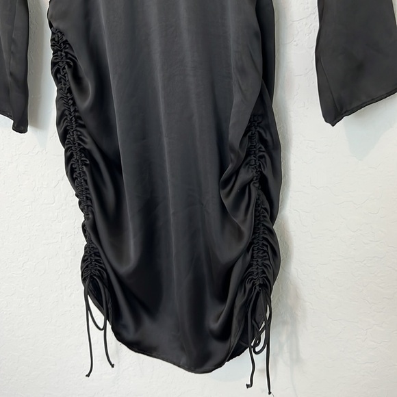 ZARA Woman’s Ruched Skirt Satin Effect Dress Black Size Small - Picture 7 of 13